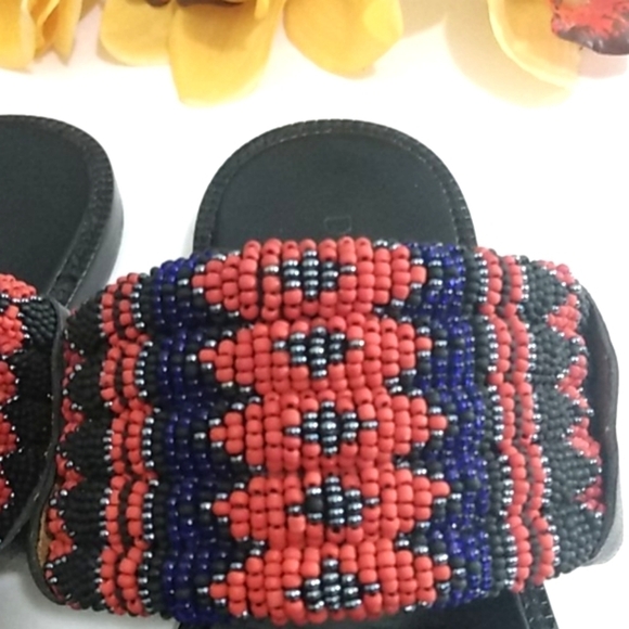 DANNIJO BLACK LEATHER NELLA BEADED SANDALS 8.5 - Picture 13 of 13